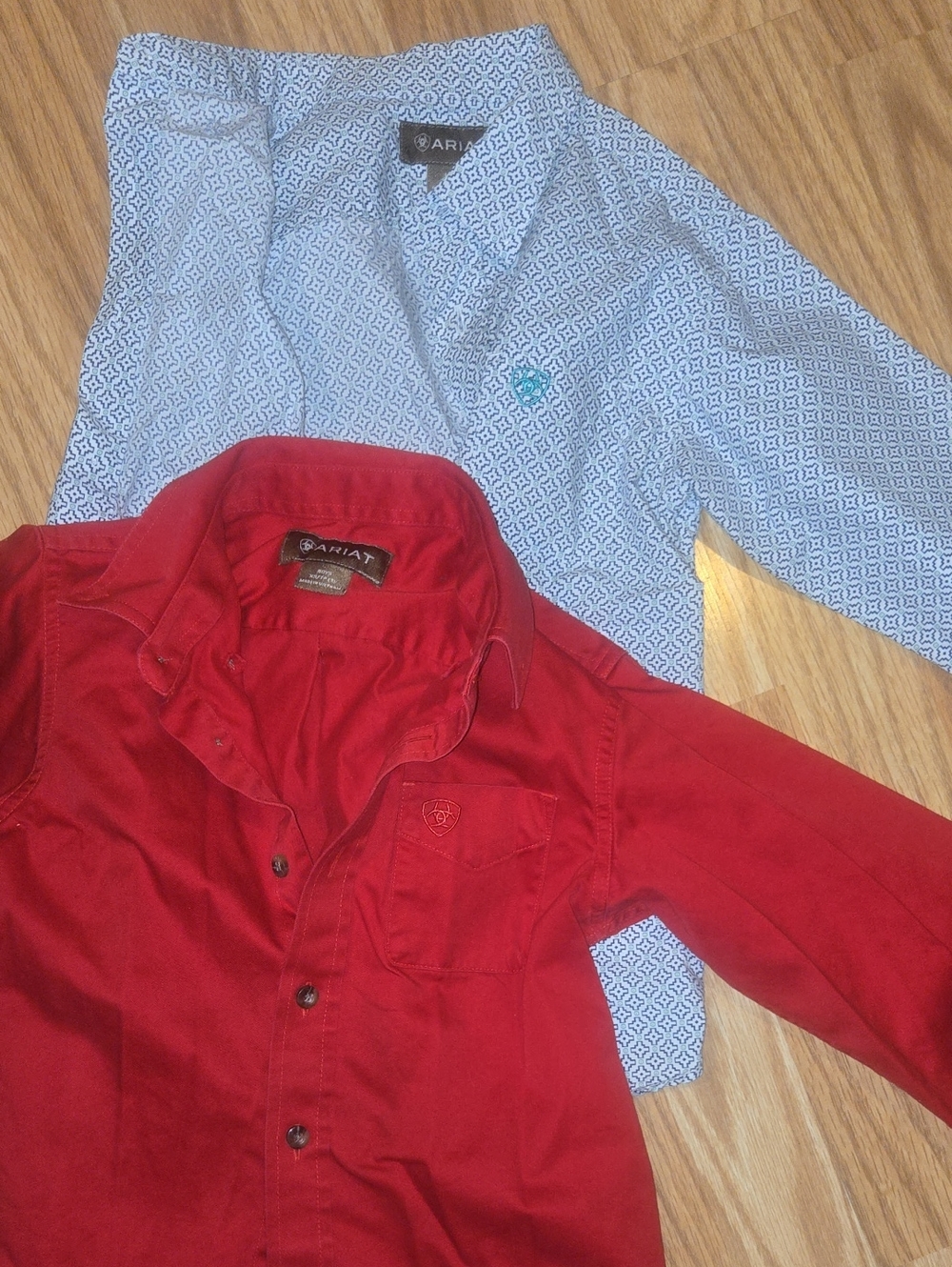 Ariat Kids Red Button-Front Shirt & Blue Patterned Dress Shirt